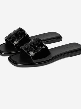 Tory Burch Black Double T Sport Slide - Glossy Slide